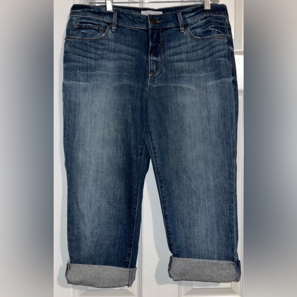 Ann Taylor LOFT  29/8P Petite Relaxed Straight Crop Jeans NEW cuffed stretch
